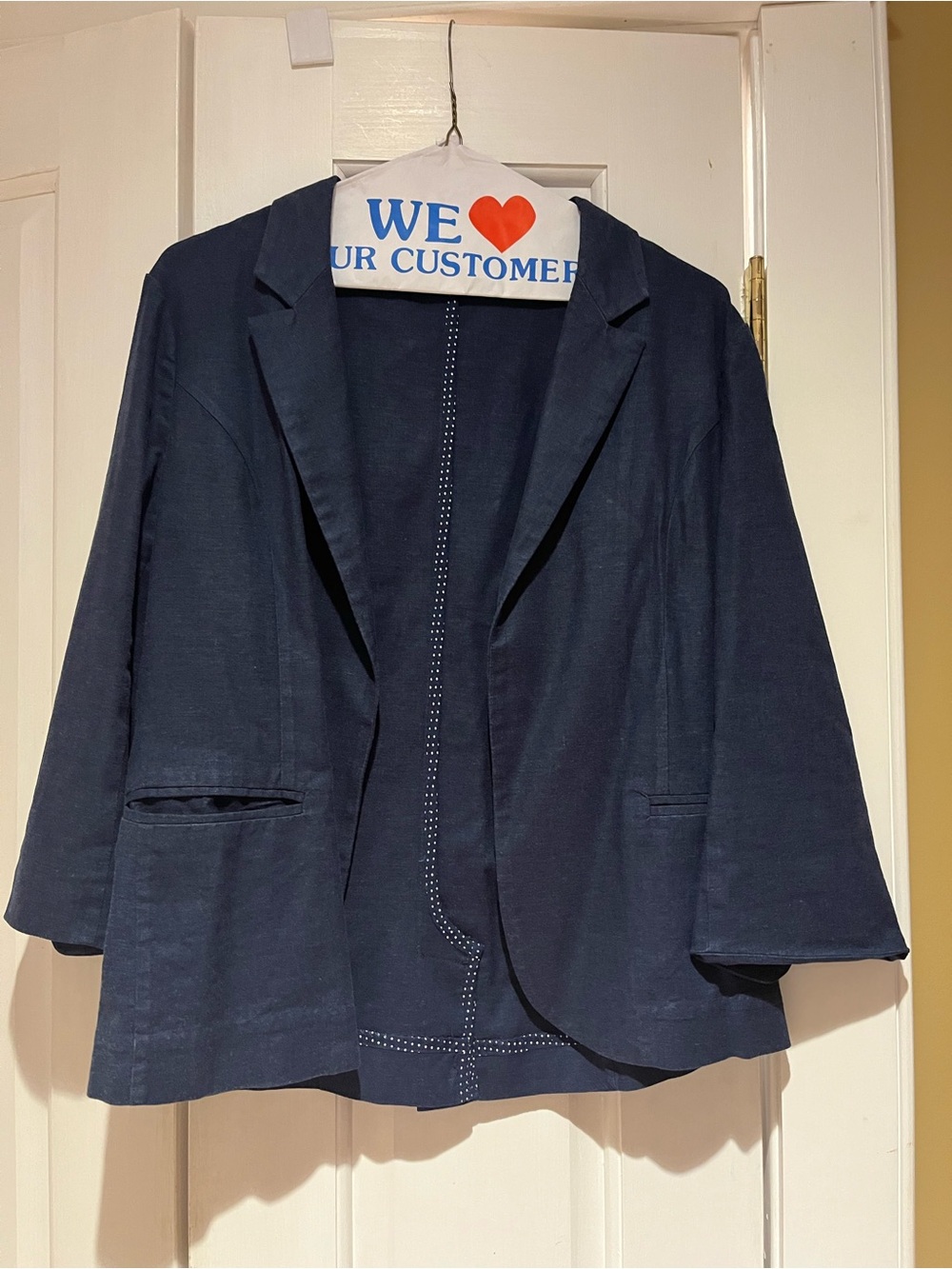 Skies are blue denim blazer